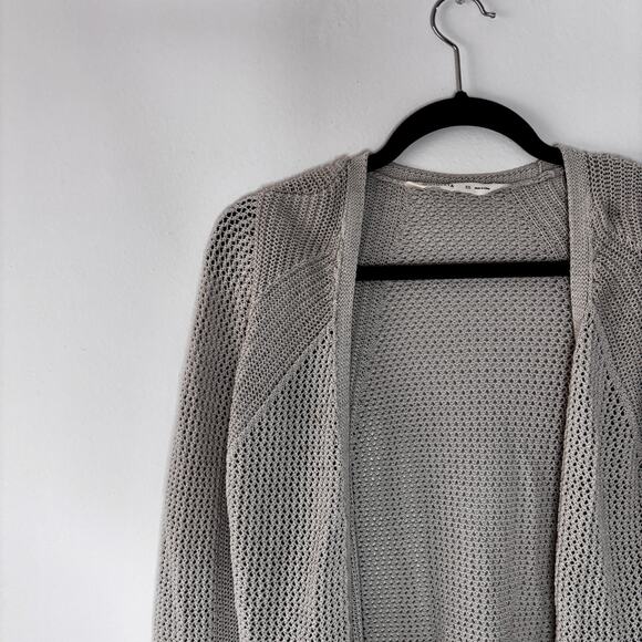 Athleta Open Knit Cardigan Light Grey Size XS Athleisure Women's Cotton Nylon - Picture 6 of 14